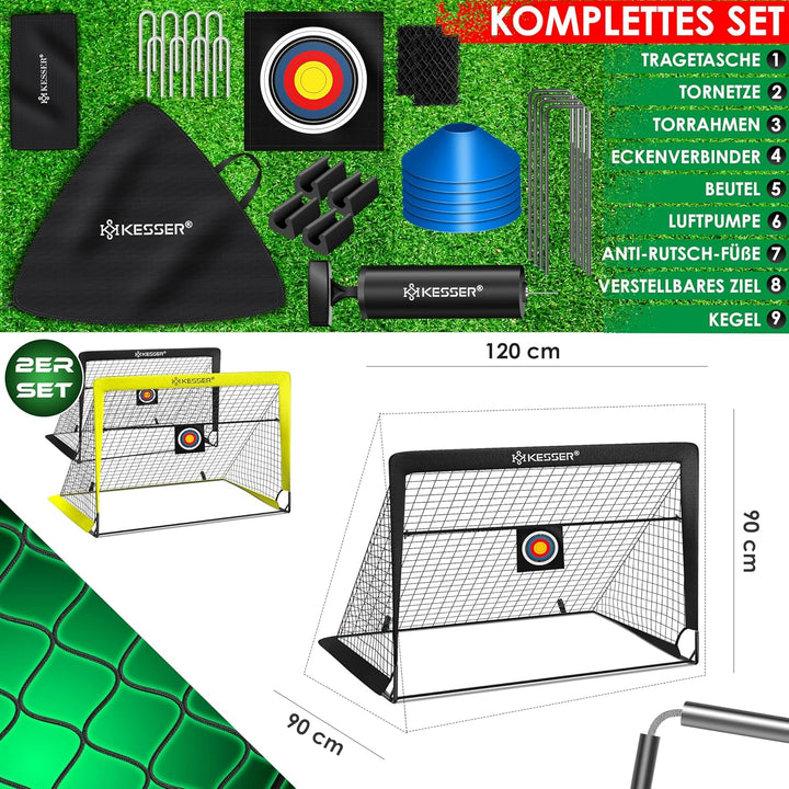 KESSER® Fussballtor Kinder Pop-Up 2er Set | Fussball-Tore Faltbar mit Glasfaserstangen & hochwertige