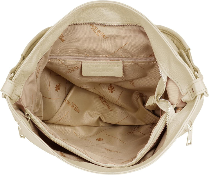 Handtasche Echt Leder Damen 020843 Made in Italy, Smartphonefach, Damentasche aus Rindleder, Umhänge