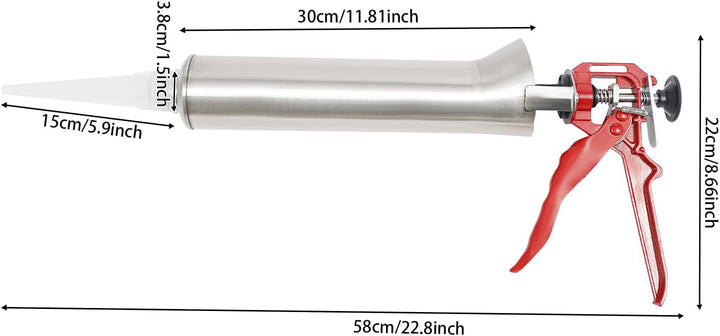 Edelstahl Mörtelpresse Fugenfüllgerät, 56cm Verfugungswerkzeug Mit 4 Düsen Und Kolben, Mörtelspritze