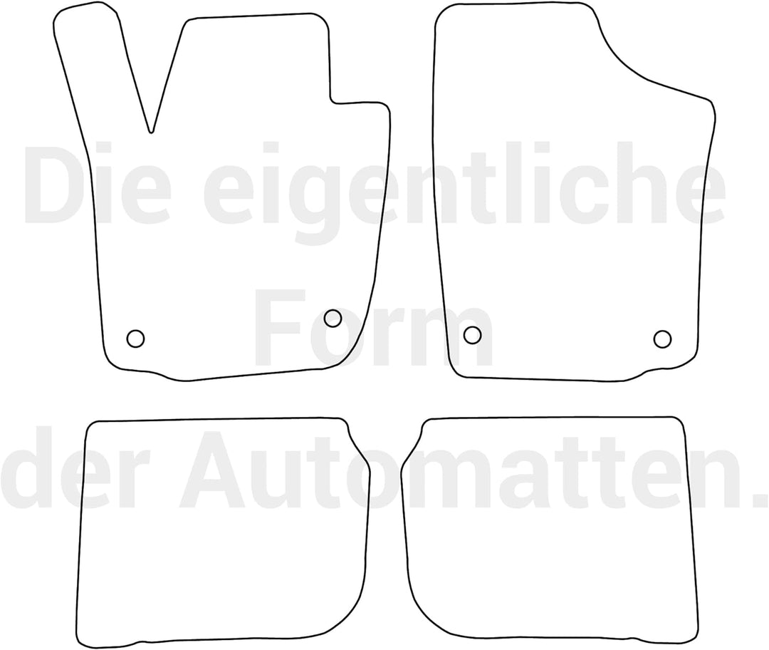 moto-MOLTICO Fussmatten Auto Velours Autoteppiche Schwarz Automatten Set 4-teilig passend für Skoda