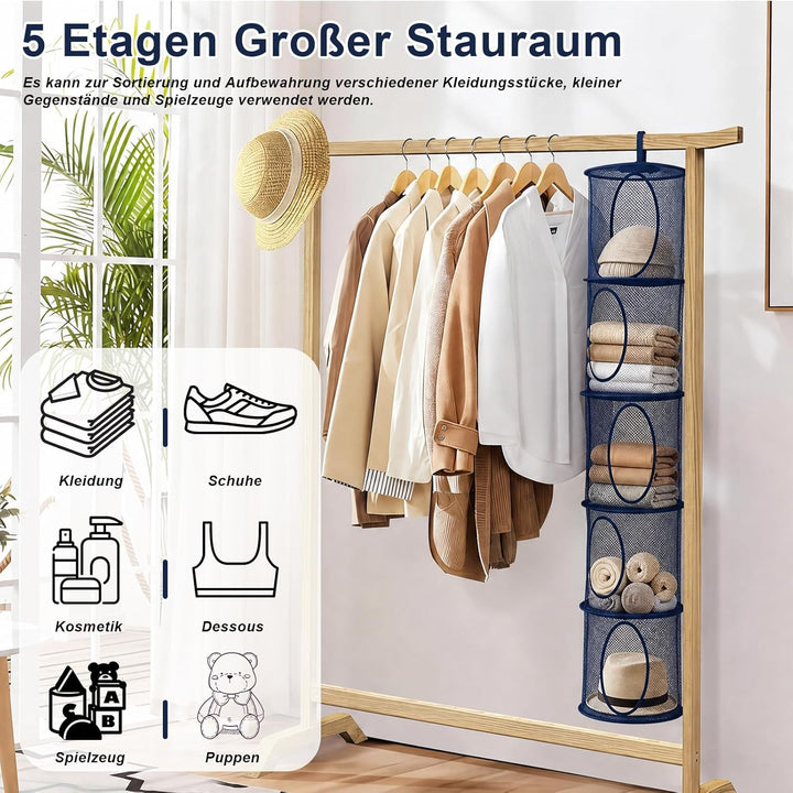 ZYNERY 3 Stück Set Hängende Netz-Aufbewahrungstasche, 5 Stufe Faltbare Hängeaufbewahrung Organizer,