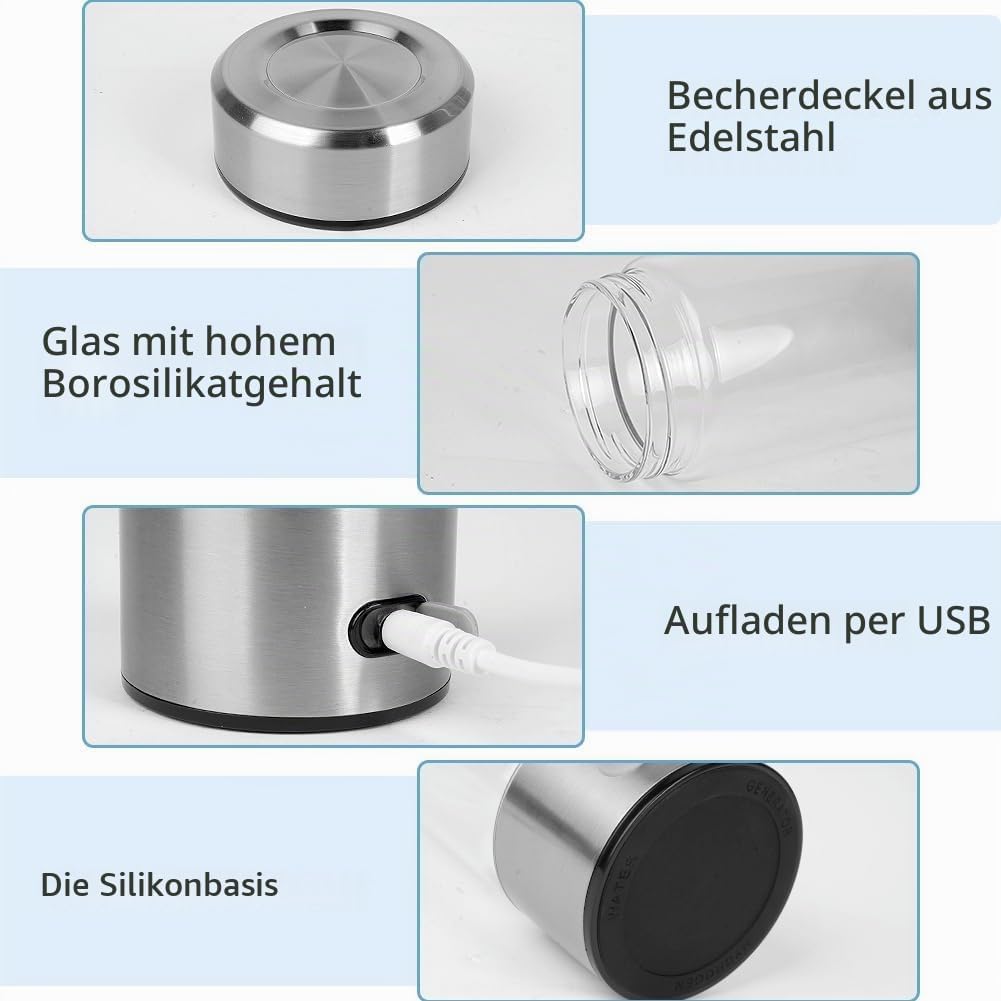 Flintronic Wasserstoff Wasserflasche, 420ML Wasserstoff Generator, Tragbarer Wasserionisator, Hydrog