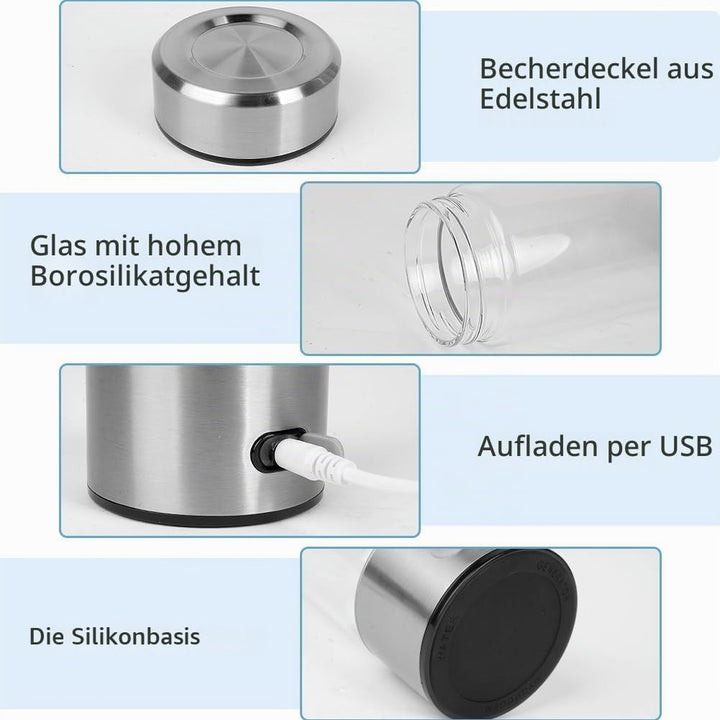 Flintronic Wasserstoff Wasserflasche, 420ML Wasserstoff Generator, Tragbarer Wasserionisator, Hydrog