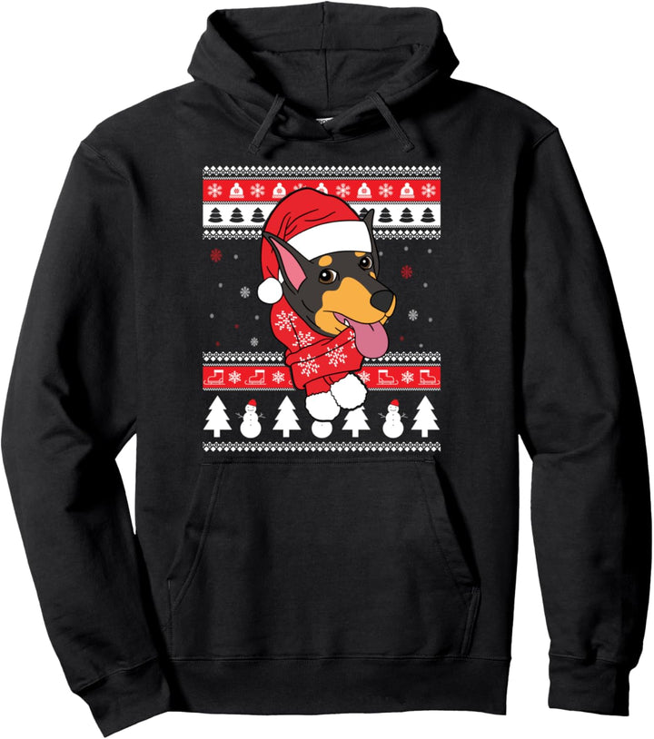Dobermann Lustiger Hund Hässliche Weihnachten Geschenk Pullover Hoodie