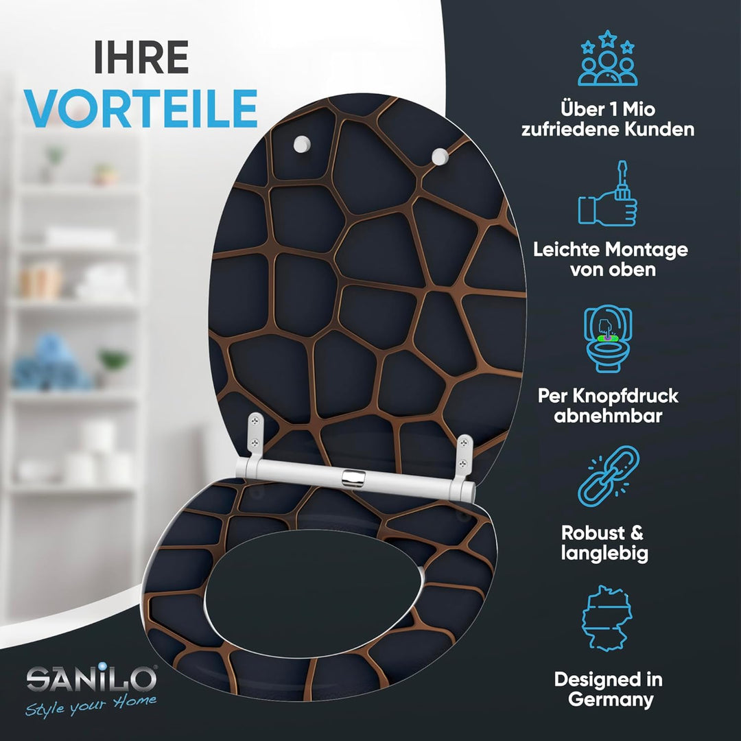 Sanilo WC Sitz mit Absenkautomatik, viele neue Toilettendeckel zur Auswahl, hochwertige Oberfläche,