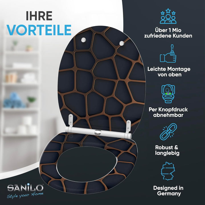 Sanilo WC Sitz mit Absenkautomatik, viele neue Toilettendeckel zur Auswahl, hochwertige Oberfläche,