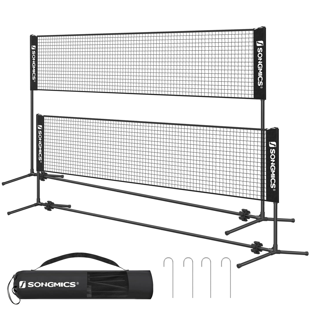 SONGMICS 3 m Badminton-Netz, Volleyballnetz, höhenverstellbare Stangen, tragbares Set für Tennis 4 m