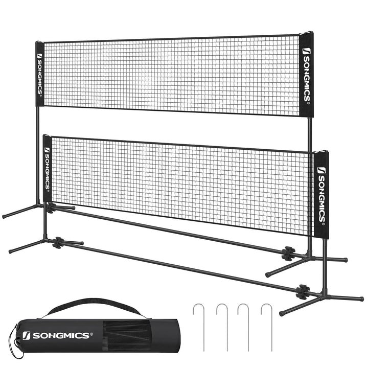 SONGMICS 3 m Badminton-Netz, Volleyballnetz, höhenverstellbare Stangen, tragbares Set für Tennis 4 m