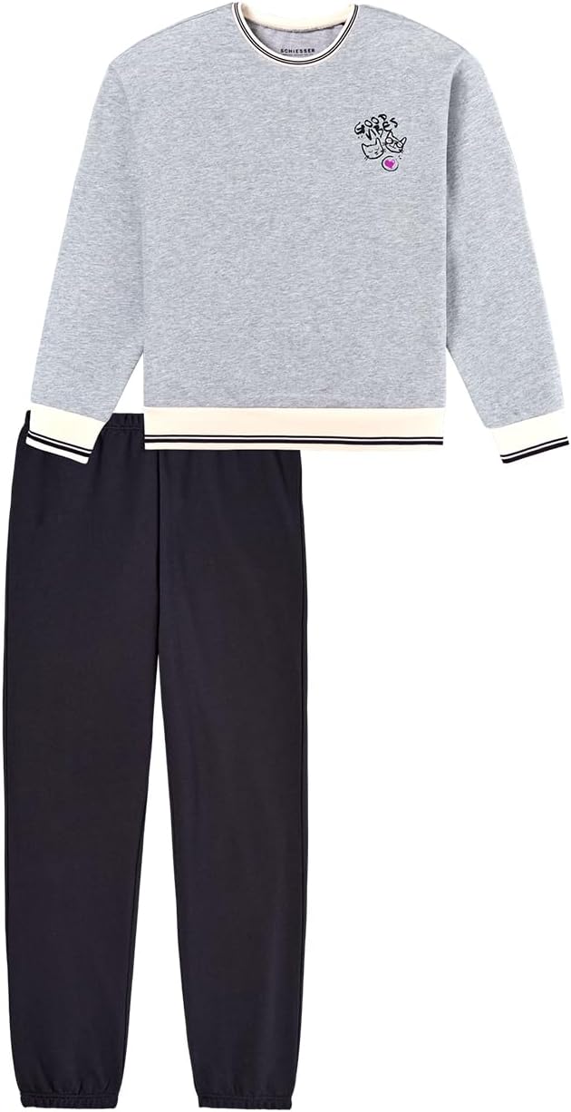 Schiesser Mädchen Pyjamaset 140 Grau-mel._181973, 140 Grau-mel._181973