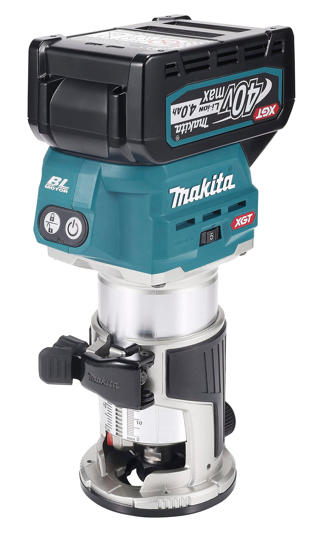 Makita RT001GM205 Akku-Multifunktionsfräse 40V max. / 4,0 Ah, 2 Akkus + Ladegerät im MAKPAC