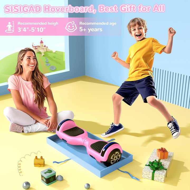 SISIGAD Hoverboard, Auto-équilibré Gyropode électrique 6.5 Pouce Hoverboard Hover Scooter Board avec