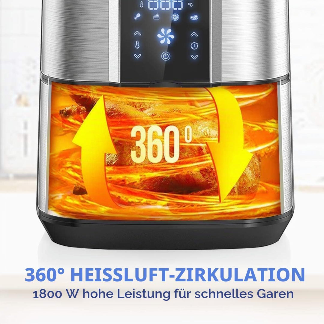 OZEANOS OT-AF-55SM-DIGITAL 5.5L Hot Air Fryer, 1800W Power, Digital Touch Panel, Prefabricated Progr