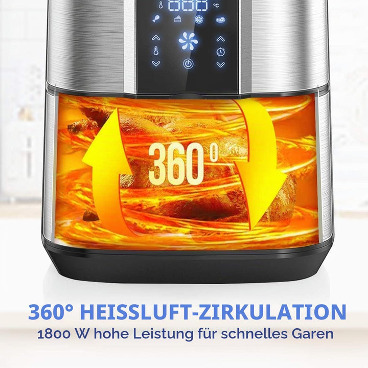 OZEANOS OT-AF-55SM-DIGITAL 5.5L Hot Air Fryer, 1800W Power, Digital Touch Panel, Prefabricated Progr