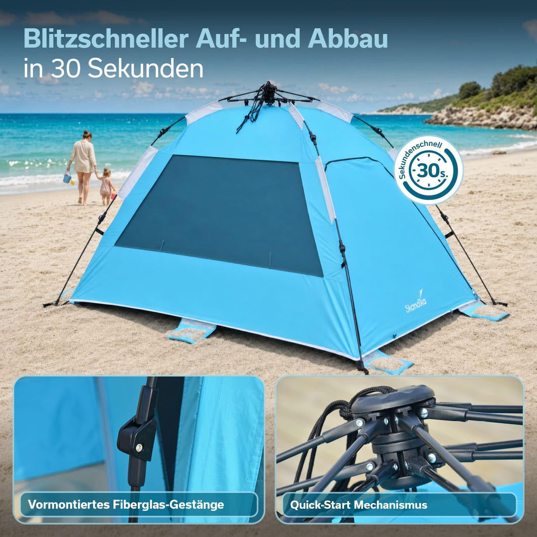 Skandika Strandmuschel Skugga Quick-Start | Strandzelt, UV-Schutz 80+, rundum verschliessbar, Windsc