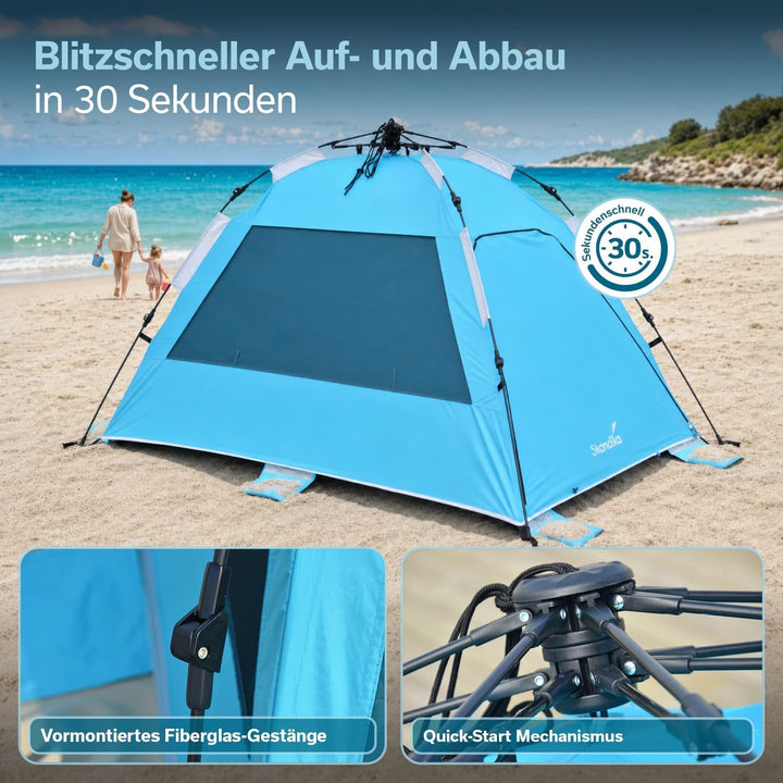 Skandika Strandmuschel Skugga Quick-Start | Strandzelt, UV-Schutz 80+, rundum verschliessbar, Windsc