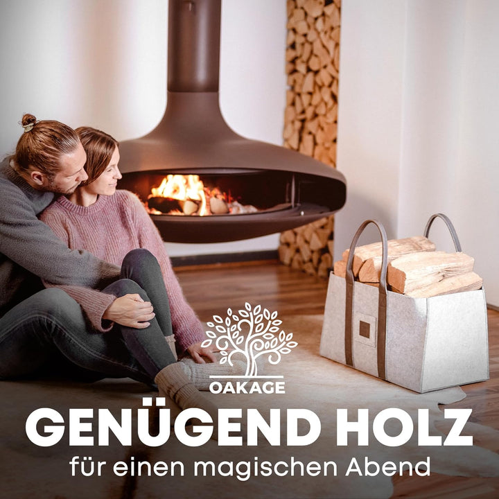 OAKAGE® Einkaufstaschen Faltbar [2er Set] Filztaschen Shopper Holzkorb für Kaminholz Gross Kaminholz