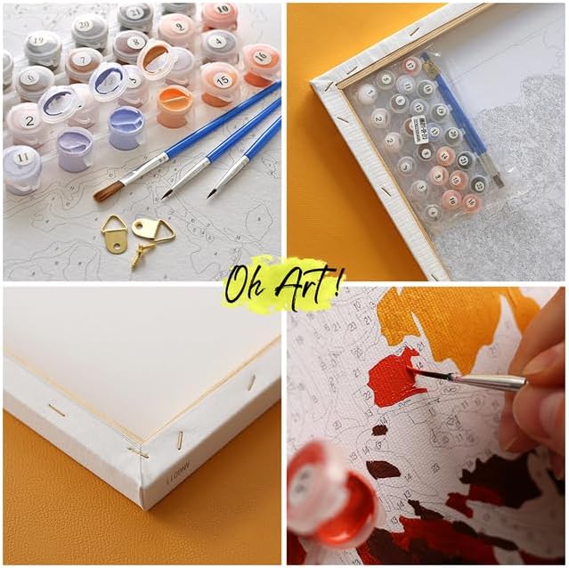 Oh Art! Malen Nach Zahlen Erwachsene Set Mit 3 Pinseln Und Acrylfarben Gemälde Acrylic Malerei DIY L