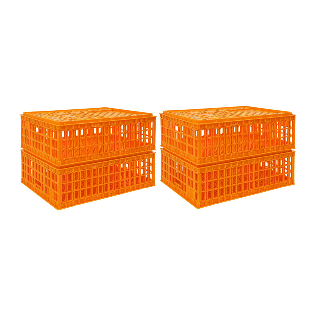 4 Stück Geflügel Tragetasche, Huhn-Transportkäfig mit Schiebetür und Transportgriffen, Korb Box für