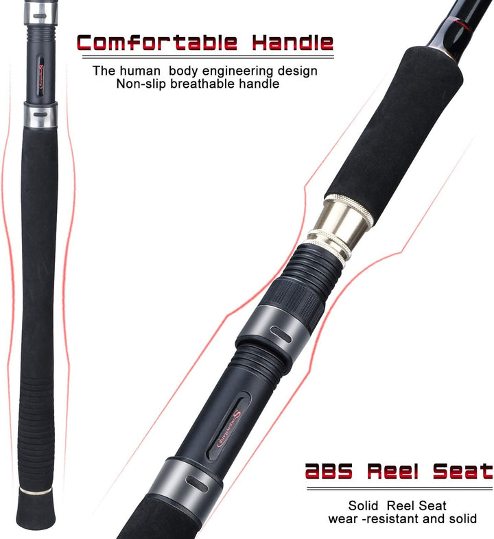 Sougayilang Angelrute für Karpfen, Angelrute aus Kohlefaser, super hart, 4/5 Abschnitte, tragbare An