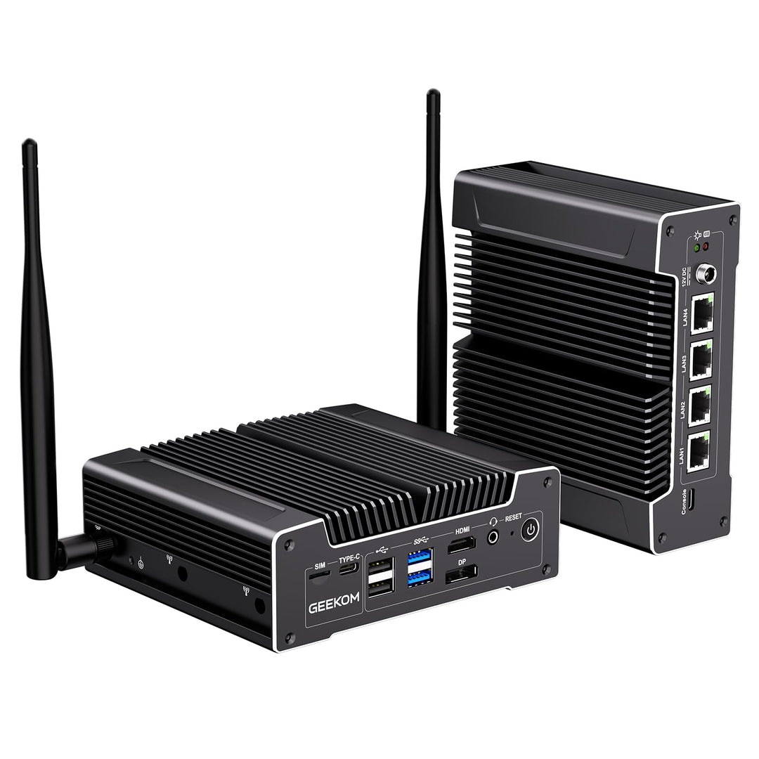 GEEKOM iX12 Lüfterloser Mini PC mit Intel N150, 3 Jahre Garantie, 4× 2.5G LAN, Firewall Hardware/Rou
