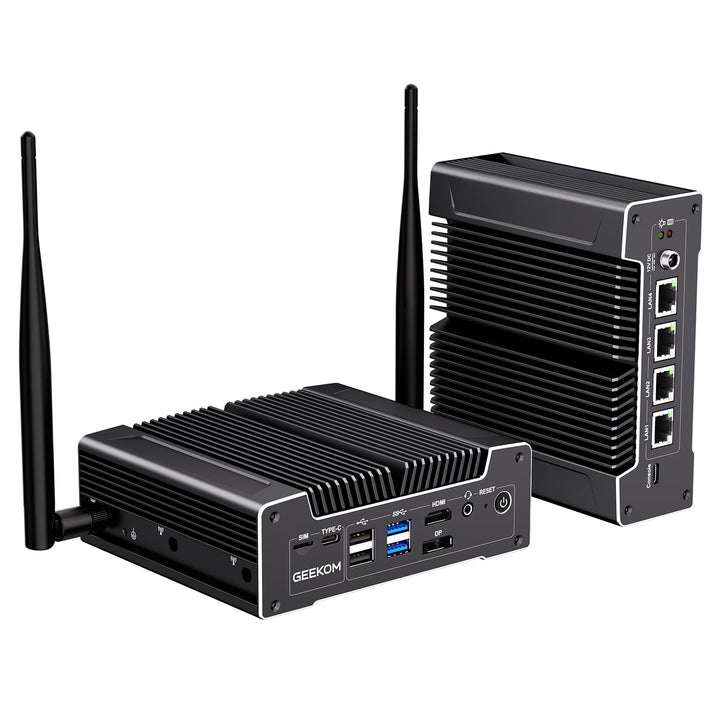 GEEKOM iX12 Lüfterloser Mini PC mit Intel N150, 3 Jahre Garantie, 4× 2.5G LAN, Firewall Hardware/Rou