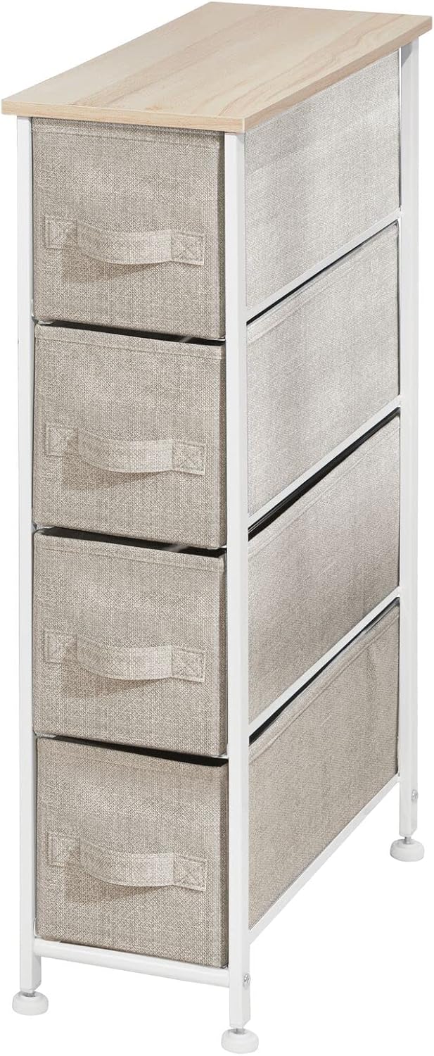mDesign Kommode aus Stoff – praktischer Schrank Organizer mit 4 Schubladen – schmales Aufbewahrungss