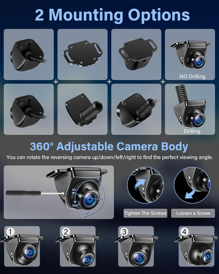 AHD 1080P Rückfahrkamera Auto 360°+90° Drehbar Metallgehäuse Universal Ruckfahrkamera mit Nachtsicht