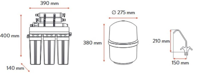 Czysta Kropla 7-Stufen Umkehrosmose Wasserfilter mit Mineralisierung Ionisator und 12 Liter Tank Unt