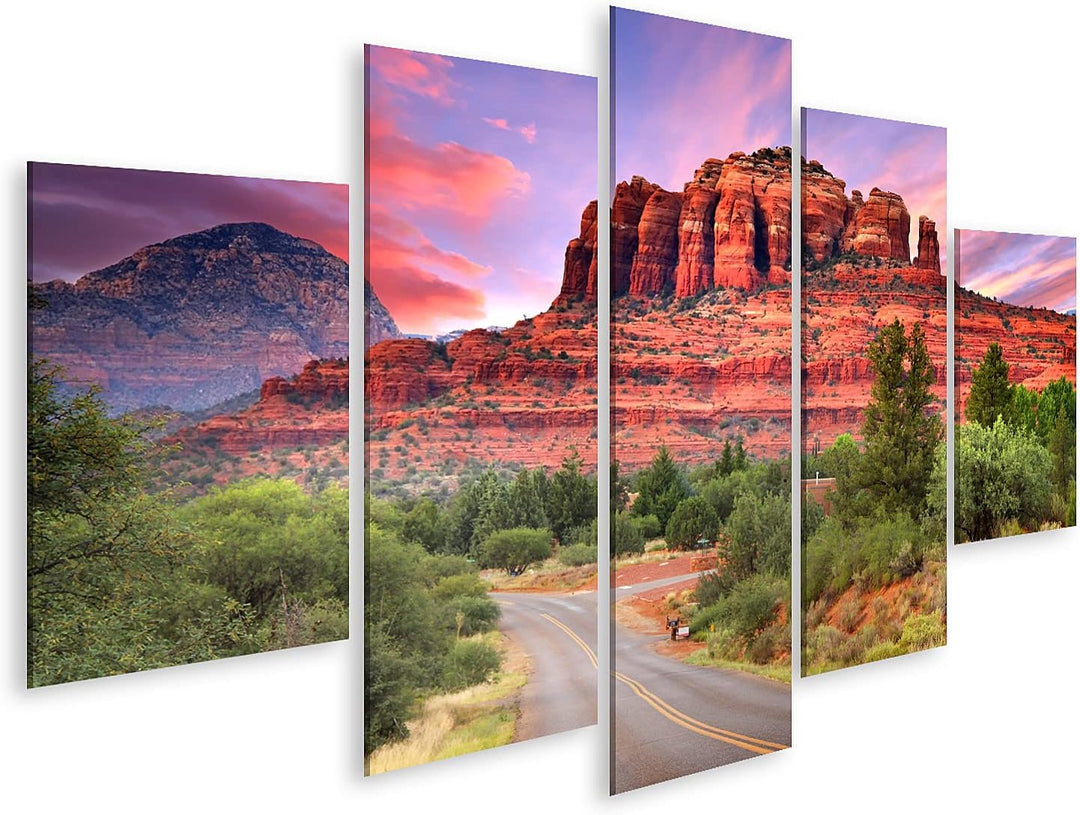 islandburner Bild auf Leinwand Sedona Arizona Dämmerung Landschaft Mit Bäumen Bilder Wandbilder Post
