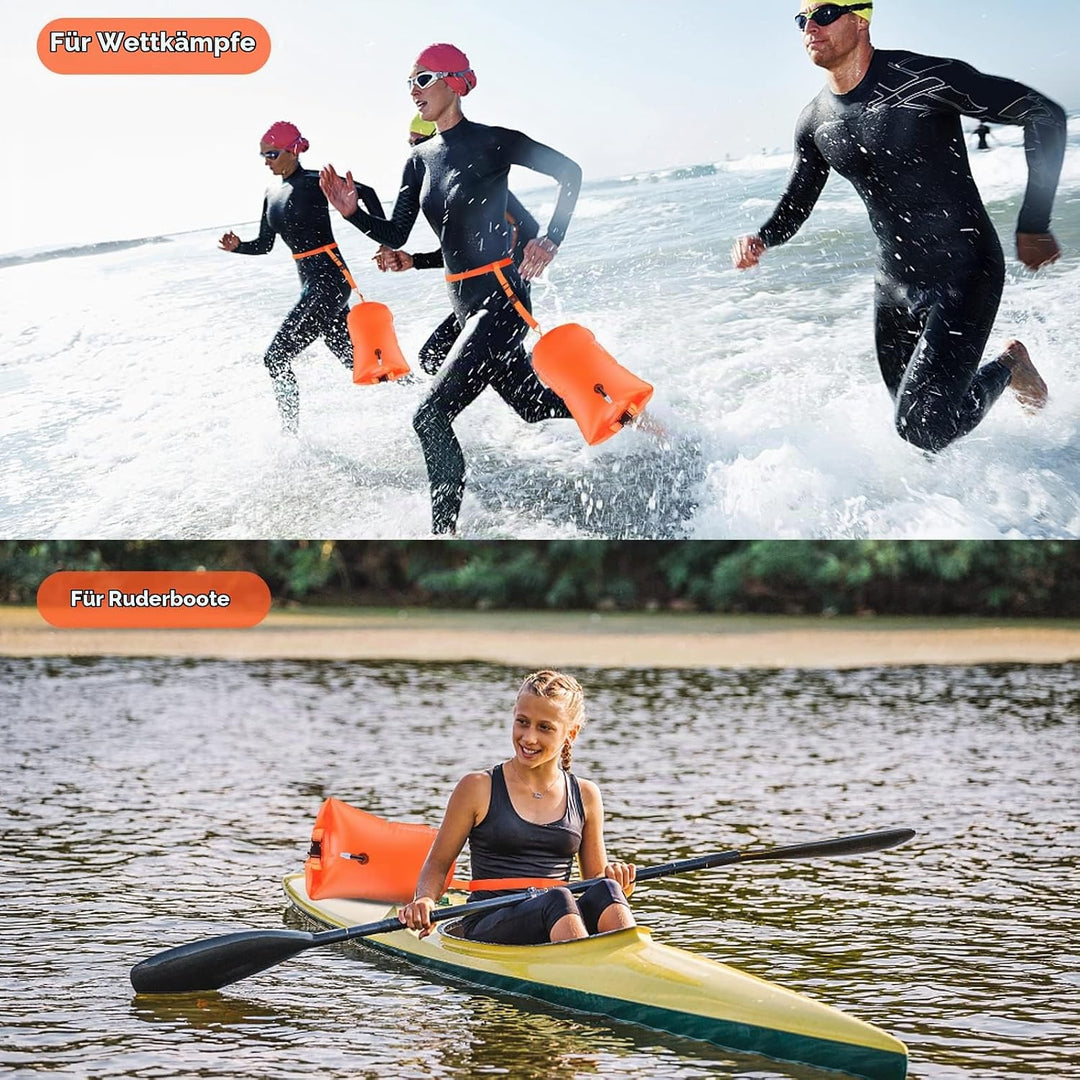 Schwimmboje,20L Trockensack Boje Schwimmen Aufblasbare mit Wasserdichter Handytasche,Swimming Buoy f