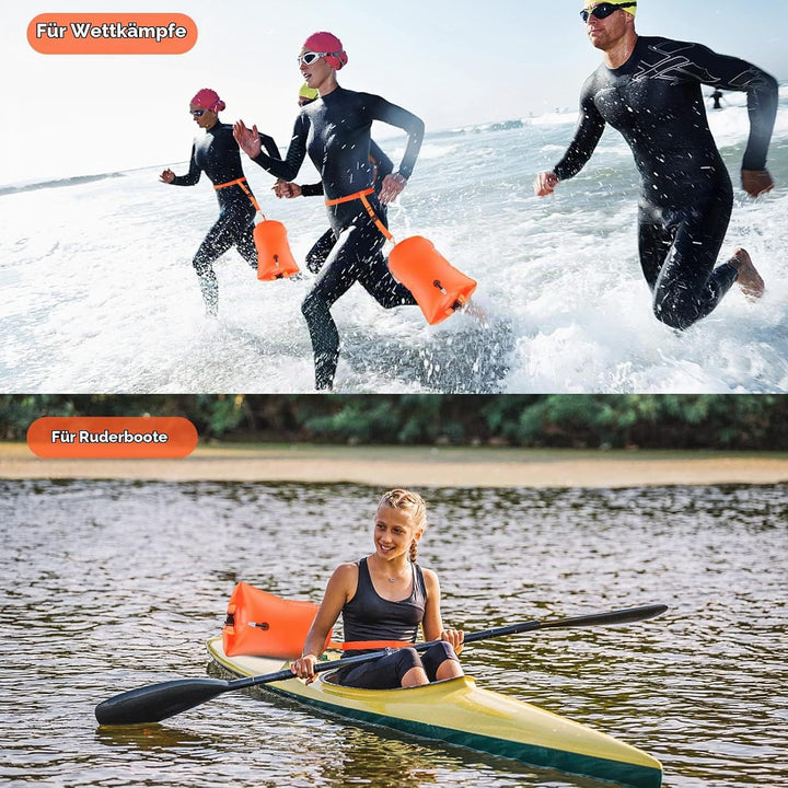 Schwimmboje,20L Trockensack Boje Schwimmen Aufblasbare mit Wasserdichter Handytasche,Swimming Buoy f