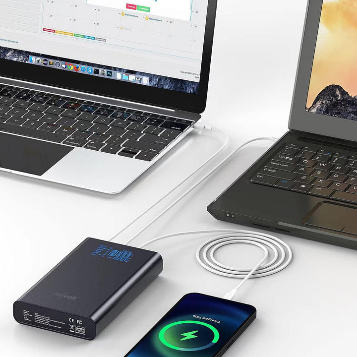 revolt Powerbank 19V DC-Ausgang: USB-Powerbank mit 18 Ah, DC 3-24 V, Starthilfe, QC & USB-C PD, 160