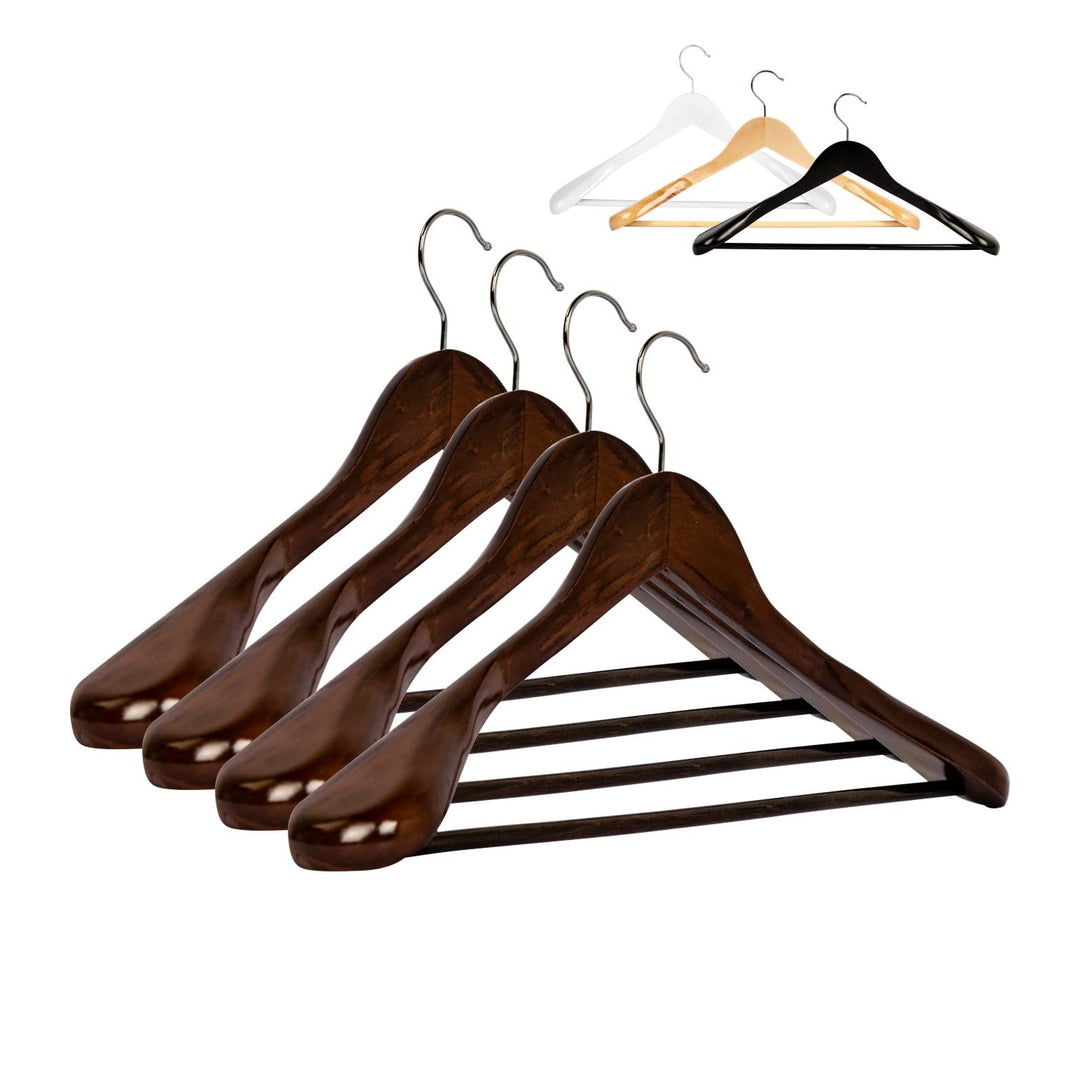 10 x Kleiderbügel Holz Braun | Anzugbügel | Sakkobügel | Jackenbügel | 44,5 cm | 360° drehbarer Hake