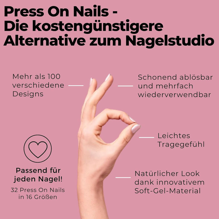 Original Miss Sophie Press On Nails | 32 Stück | Lipstick Red | Short Square | Für Fingernägel 1 stü