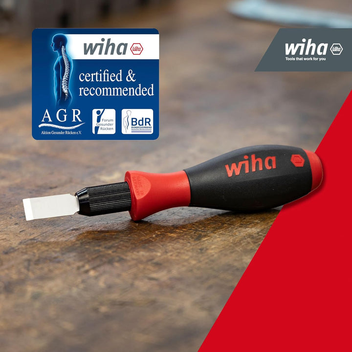 Wiha Universalschaber Set SoftFinish® 12 teilig I mit 10 Ersatzklingen, 13 mm breit I Entfernen von