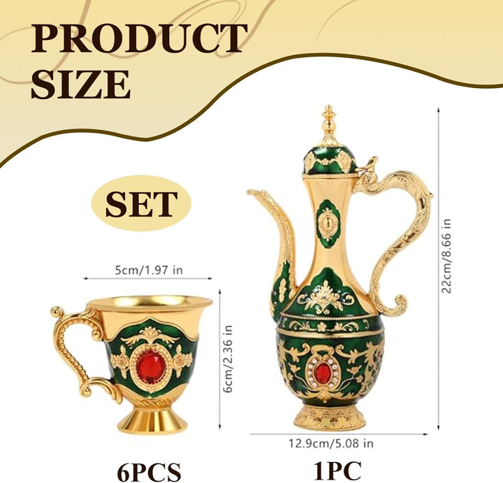 Marokkanisches Teeservice, 6-teilig, türkisches Kaffeetassen-Set mit Kanne, Vintage-Küchenzubehör fü