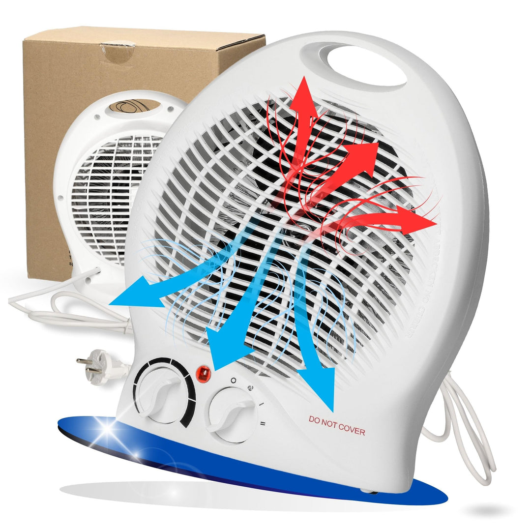 elasto – Heizlüfter "Mobil" 2000W inkl. Ventilator – tragbares Heizgerät mit Thermostat & 4-Stufen-S