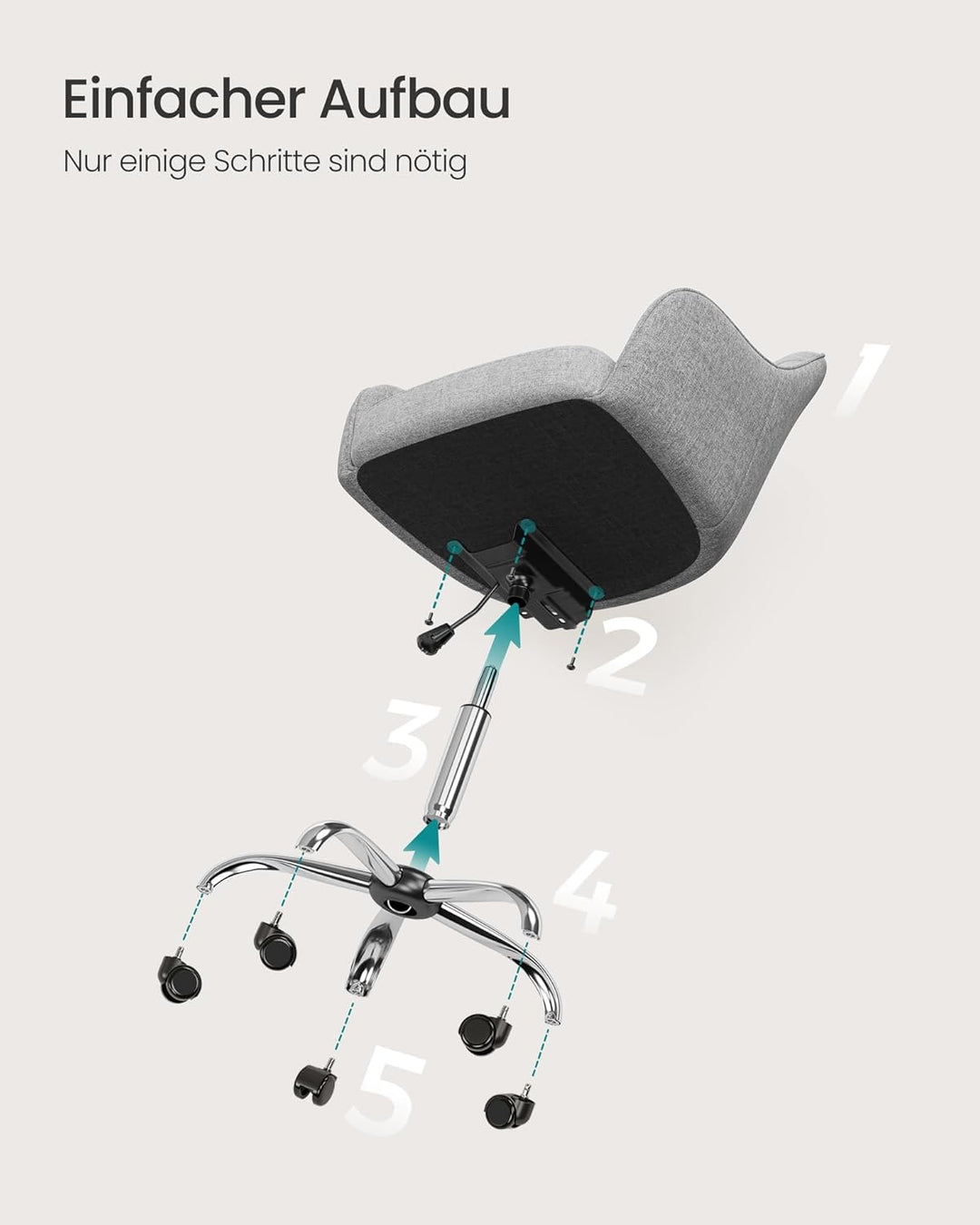 SONGMICS Homeoffice Stuhl, Drehstuhl, Schreibtischstuhl, höhenverstellbar, bis 110 kg belastbar, atm
