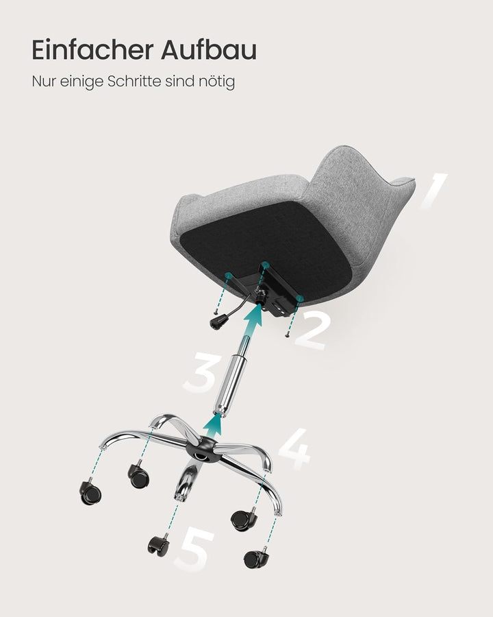 SONGMICS Homeoffice Stuhl, Drehstuhl, Schreibtischstuhl, höhenverstellbar, bis 110 kg belastbar, atm
