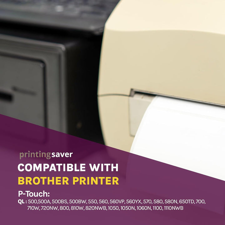 Printing Saver 10x DK-11202 Weisse Adressetiketten Kompatibel mit P-Touch QL-1060N 1100 500 500BW 55