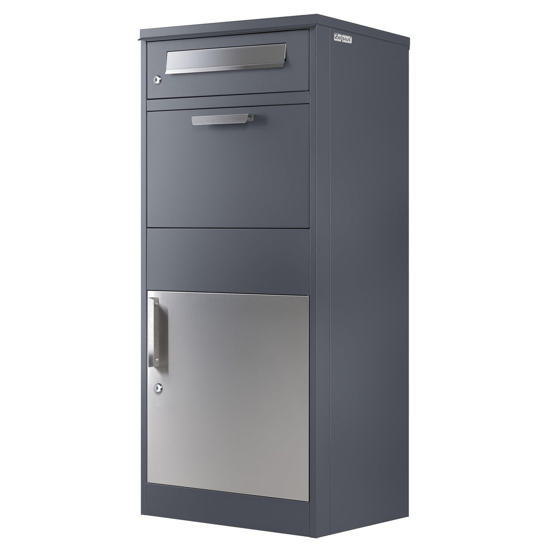 Zelsius Paketbriefkasten | RAL7016 Anthrazit | verzinkter pulverbeschichteter Stahl mit Edelstahl El