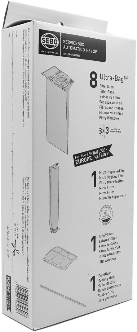 SEBO 5828ER Service-Box für X-Serie (X1, X2, X3, X4, X5) mit 8 Filterbeuteln, 1 Abluftfilter, 1 Elek