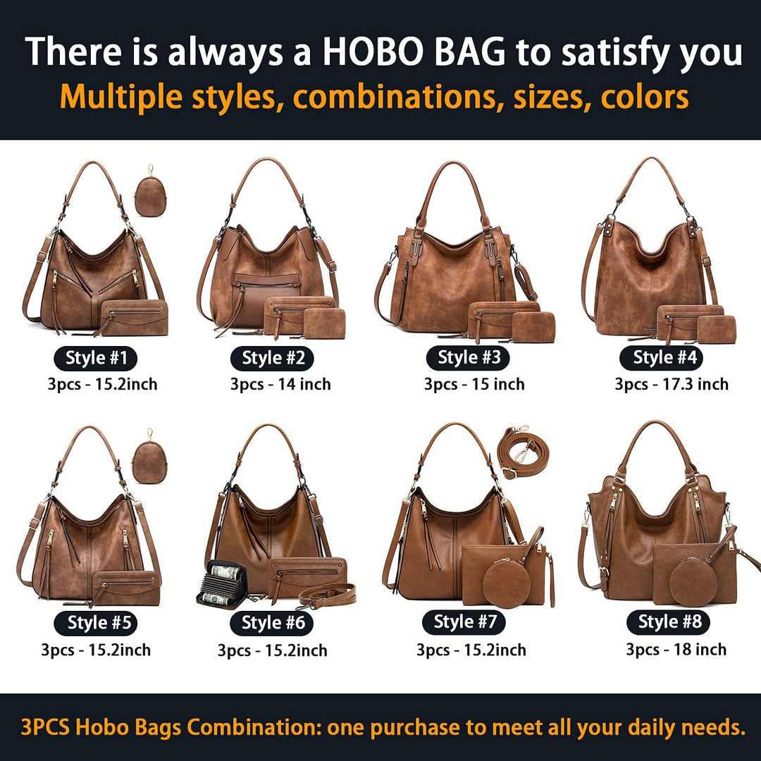 lapsting Damen Hobo hobo-handbags XL 3 Stück – Braun, XL 3 Stück – Braun