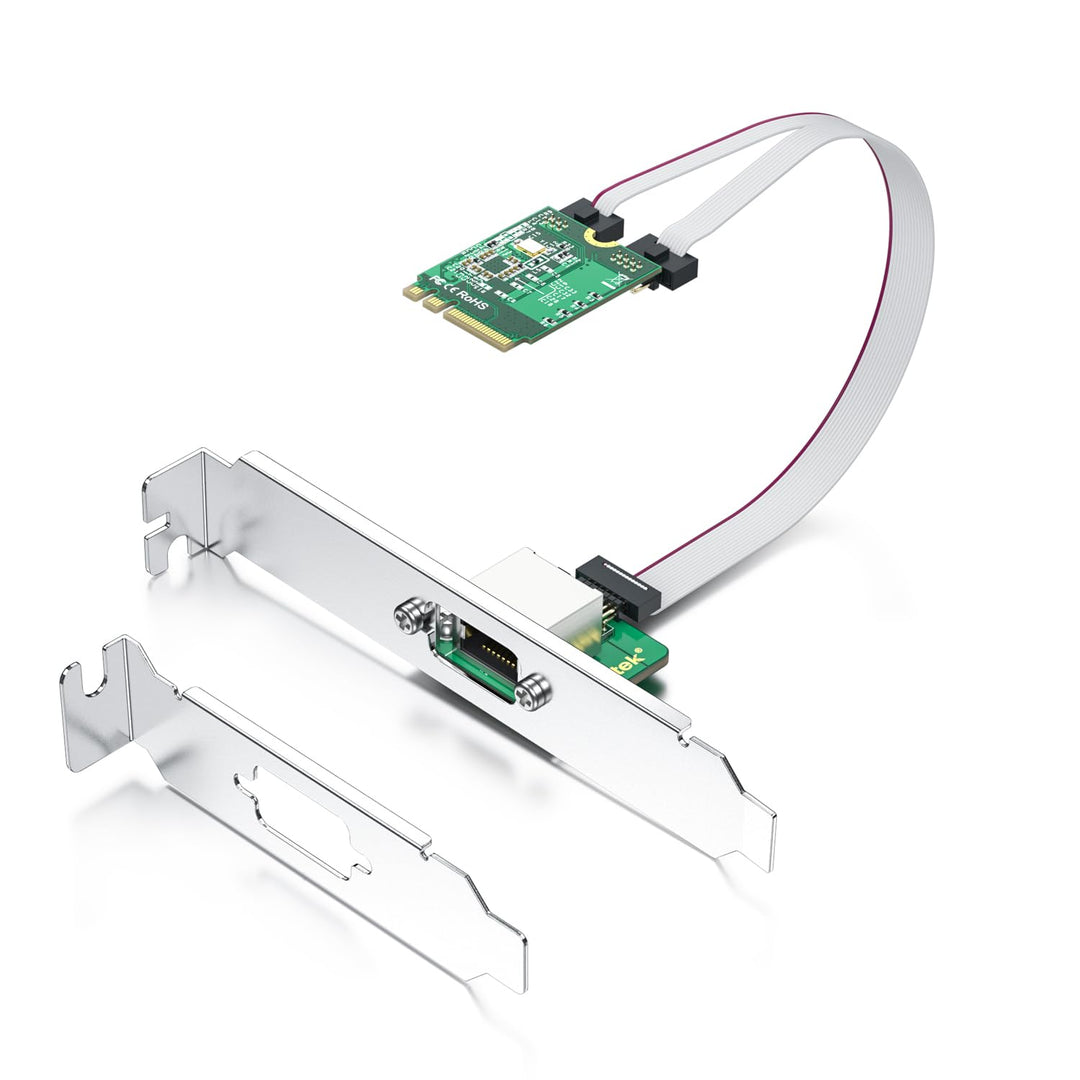 10Gtek M.2 A+E Key 2.5G Gigabit Ethernet Network Card, 18-cm Cable Length 2.5G(M.2 A+E Key) 1-RJ45,