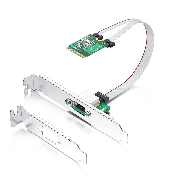 10Gtek M.2 A+E Key 2.5G Gigabit Ethernet Network Card, 18-cm Cable Length 2.5G(M.2 A+E Key) 1-RJ45,