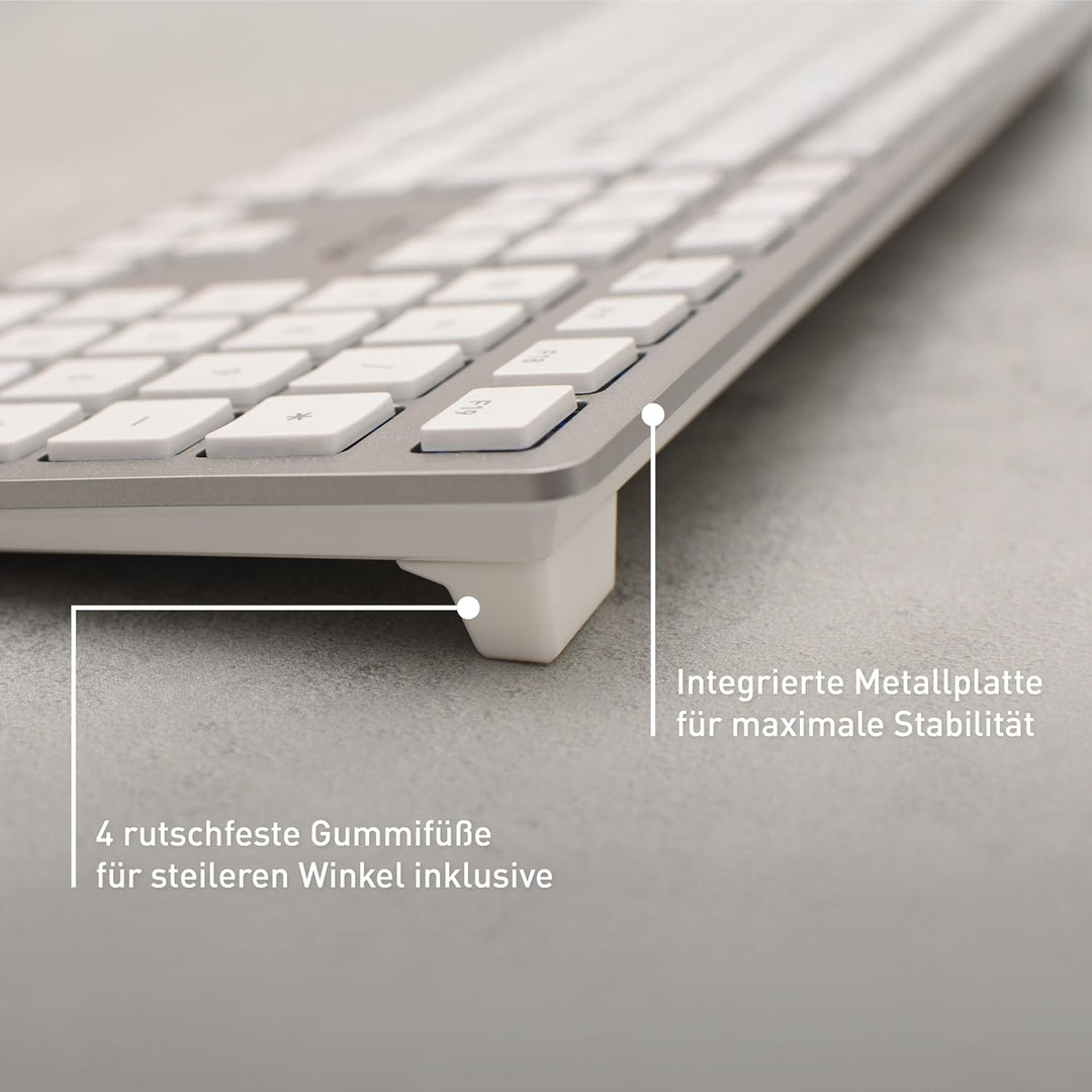 CHERRY USB KC 6000 Slim for Mac Tastatur, Silber/Weiss, einfarbig weiss-silber Deutsches Layout - QW