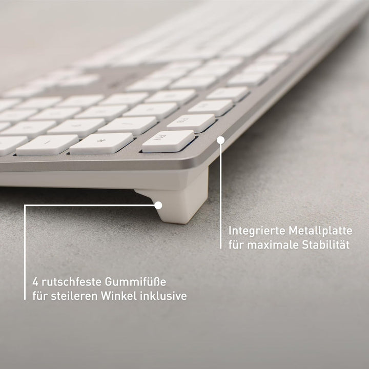 CHERRY USB KC 6000 Slim for Mac Tastatur, Silber/Weiss, einfarbig weiss-silber Deutsches Layout - QW