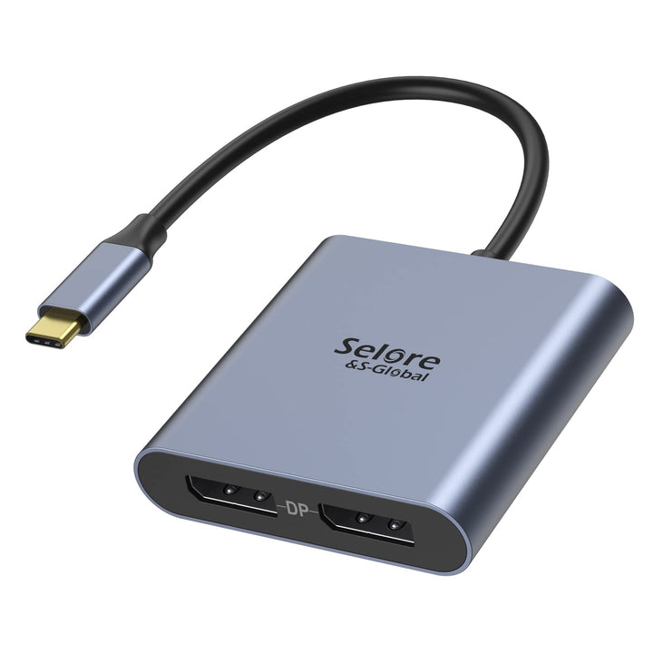 Selore&S-Global USB C zu Dual DP Adapter, USB C auf DisplayPort 1.4 Adapter Auflösungen bis zu 4K@12