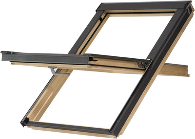 hochwertiges Dakea Holz Dachfenster Schwingfenster mit Eindeckrahmen und Dauerlüftung 114x118 cm S6