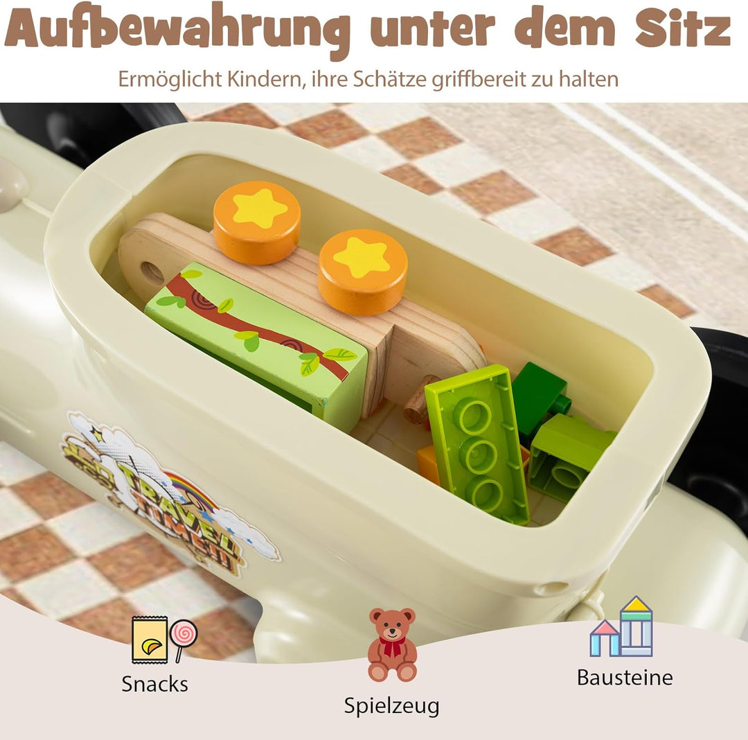 COSTWAY Rutschauto, Rutschfahrzeug mit Lenkrad & Zugpfeifton-Taste & Stauraum unter Sitz, Rutscher K